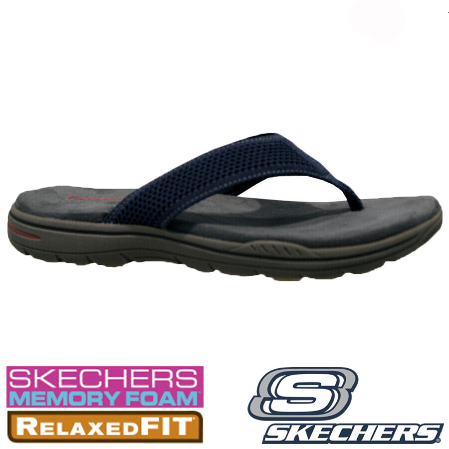 skechers memory foam flip flops mens